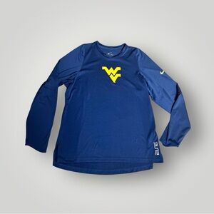 Nike WVU Mountaineers Long Sleeve Tee Shirt Mens Large Dri-Fit Elite Blue Gold